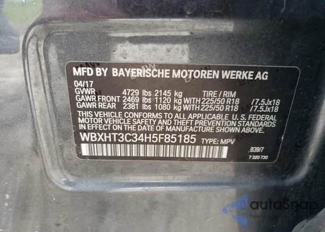 2017 BMW X1 xDrive28I z USA, uszkodzony, nr VIN WBXHT3C34H5F85185